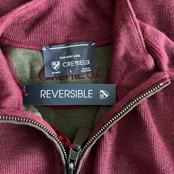 Daniel Cremieux Burgundy or Green, Quarter Zip Reversible Pullover Large - Picture 4 of 5